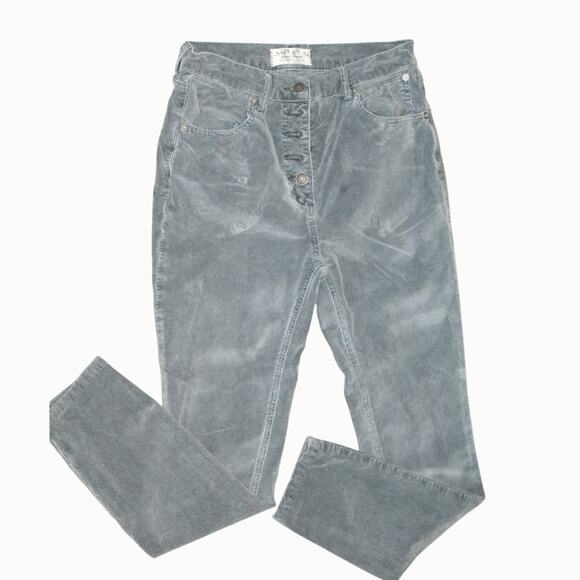 We The Free Gray Corduroy Pants Sz 27 Button Fly Boho Retro Y2K Casual Stretch - Picture 2 of 7